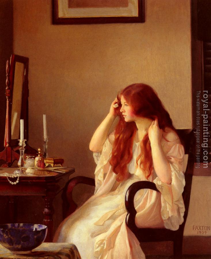 William McGregor Paxton : Girl Combing Her Hair